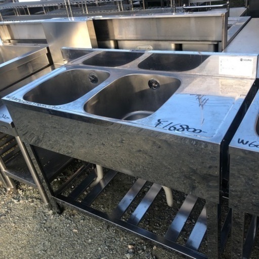 A-072⭐︎2槽水切り付きシンク❗️