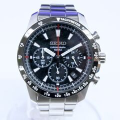 美品 SEIKO クロノグラフ SSB031P1 逆輸入モデル 6T63-00D0 クオーツ ブラックダイヤル シルバーブレス メンズ デイト 24時間針 札幌市 清田区 平岡
