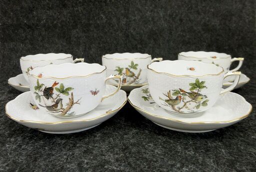 ■Herend ヘレンド ロスチャイルドバード ティーカップ&ソーサー 5客セット C&S 紅茶 札幌 中央区