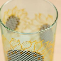 アデリアグラス 花柄 ひまわり コップ カップ ヒマワリ 脚付きグラス 5客 レトロ (R2273wY)の画像