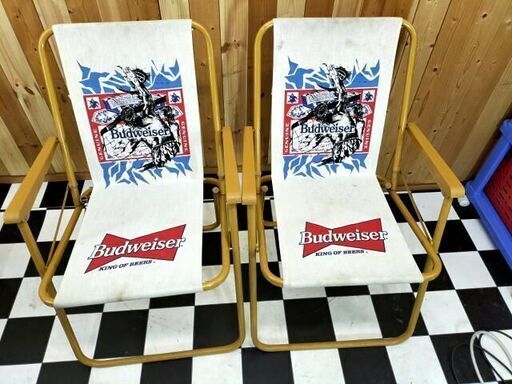 Budweiserチェア　レトロ　ビンテージタ　折り畳みチェア　イス　2脚セット