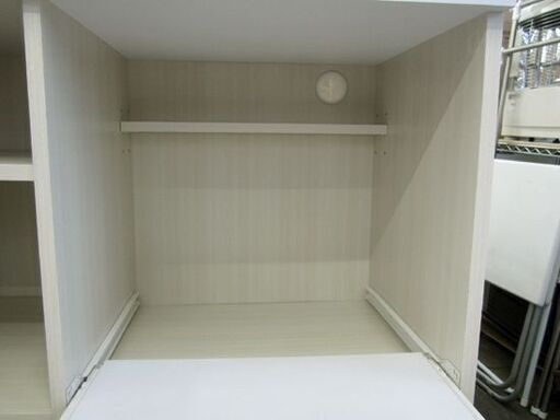 ニトリ 幅75㎝ ミドルレンジボード ホワイト×ベージュ エナメル ×奥40×高115cm 食器棚 キッチン 収納 家具 白 札幌 北
