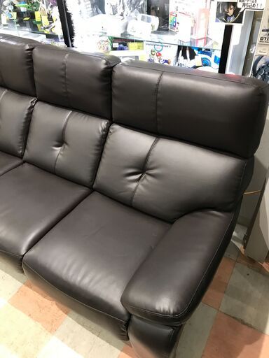 三人掛けソファ レザー　幅191奥行85×高さ95cm ※中古Bランク品