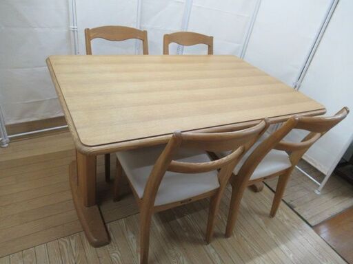 ダイニングセット/テーブル/チェア×4/アロマ/タモ材/大塚家具/シンプルデザイン/良品/中古品/J4876/
