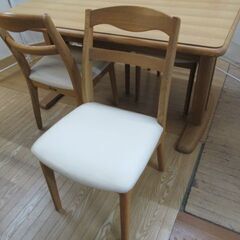 ダイニングセット/テーブル/チェア×4/アロマ/タモ材/大塚家具/シンプルデザイン/良品/中古品/J4876/の画像