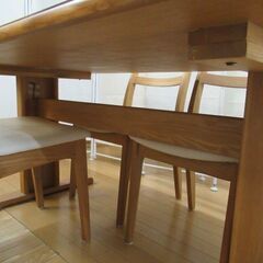 ダイニングセット/テーブル/チェア×4/アロマ/タモ材/大塚家具/シンプルデザイン/良品/中古品/J4876/の画像
