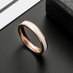 ピンクゴールド　ホワイト　シンプルリング　約14号 サイズ変更可