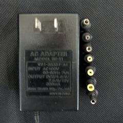 ANDO　AC　マルチアダプター　MULTI ADAPTER 「BE-11」出力電圧可変アダプター 3 / 4.5 / 6 / 7.5 / 9 / 12V対応・7種の丸ピンプラグ付属の画像
