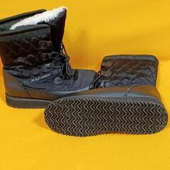 【美品】スノーシューズKAZAMA ミドル丈　スノーブーツ　黒　25.0㎝　キッズ/ジュニア/レディース
の画像