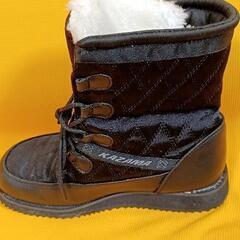 【美品】スノーシューズKAZAMA ミドル丈　スノーブーツ　黒　25.0㎝　キッズ/ジュニア/レディース
の画像