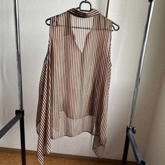ノースリーブ.ストライプ柄Ｙシャツ👗の画像