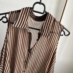 ノースリーブ.ストライプ柄Ｙシャツ👗の画像