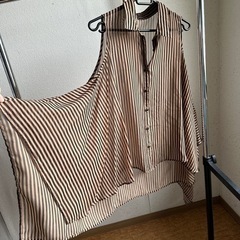 ノースリーブ.ストライプ柄Ｙシャツ👗の画像