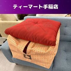 良品 座布団 ５枚セット 55×59cm 保存袋入 赤系 銘仙判...
