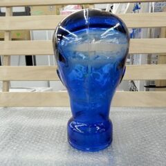 ヘッド トルソー ガラス製 マネキン 帽子 ブルー スタンド オブジェ 什器 ディスプレイ 西岡店の画像