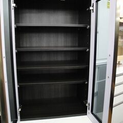 幅60cm 食器棚 高さ184×奥行48㎝ 引出し キッチン収納 ブラック 上下