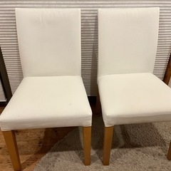 無印良品　チェア（本体）＋　カバー（ブラウン）の4脚セット の画像