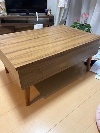 【美品】昇降式　ローテーブル　ダイニング、仕事机にもなります