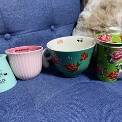 カルディの台湾食器とミルクピッチャー、マグカップカップの4点セット