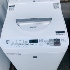 5KM以内配送無料５．５KG  SHARP シャープ ES-T5E6-KW 全自動洗濯乾燥機 /乾燥3.5kg 乾燥機能付き洗濯機 家電 縦型 穴無し槽