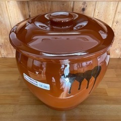 漬物甕　久松窯製　丸壺5号　蓋付き