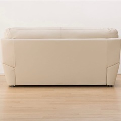 ニトリ　合成皮革 2人掛けソファ　ベージュ 2人掛けワイドソファ 本革(一部合成皮革)タイプ (Sステイツ BE