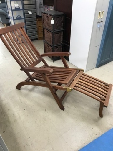 O2301-419 デッキチェア　アウトドアチェア　木製品　キズ　汚れあり