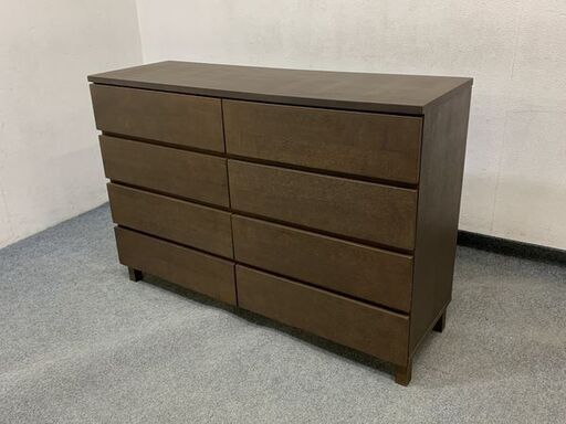 無印良品/MUJI  4段ワイドローチェスト 幅120 天然木 タモ材 リビング 寝室 収納家具 中古家具 店頭引取歓迎 R6802)