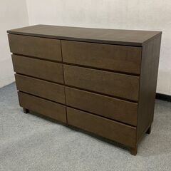 無印良品/MUJI  4段ワイドローチェスト 幅120 天然木 タモ材 リビング 寝室 収納家具 中古家具 店頭引取歓迎 R6802)