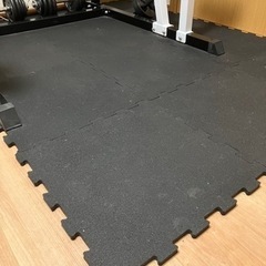 ダンベル60KGセット（アイアン） 片手30KG×2個セット+ ラバージムマット【50cm×50cm 厚み1.5cm 4枚3セット】 /IROTEC(アイロテック)の画像