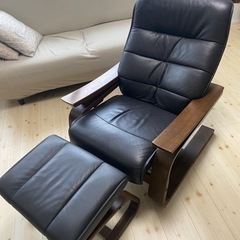 冨士ファニチア 本革 オットマン付き リクライニングソファ レザー
