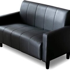 アイリスプラザ ソファ 2人掛け ブラック レザー【1月末処分予定】の画像