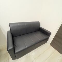 アイリスプラザ ソファ 2人掛け ブラック レザー【1月末処分予定】