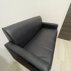 アイリスプラザ ソファ 2人掛け ブラック レザー【1月末処分予定】の画像