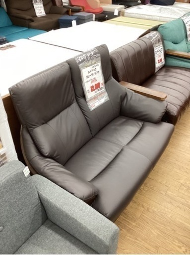 KA-64【新入荷　リサイクル品】ハイバック　2シーターソファ　ブラウン