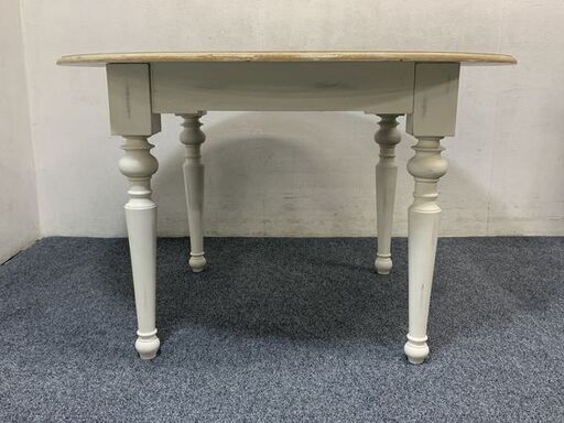 francfranc/フランフラン ログダイニングテーブル ラウンド 円形 アンティーク風 幅120 シャビーシック 中古家具 店頭引