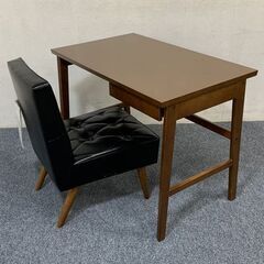 karimoku/カリモク60 デスク チェア2点セット ウォールナット スライド引出し カフェチェア ブラック 中古家具 店頭引取歓迎 R6806)