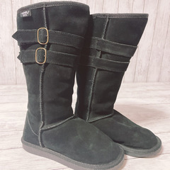 H1474 美品　EMU エミュー　23cm 黒　ブラック　ムートン　ベルトの画像