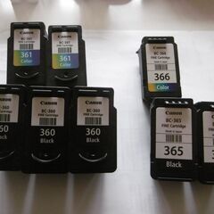 キヤノン　空インクカートリッジ　BC-360 3個＆BC-361 2個＆BC-365 2個＆BC-366 　1個　合計8個　純正　使用済みの画像