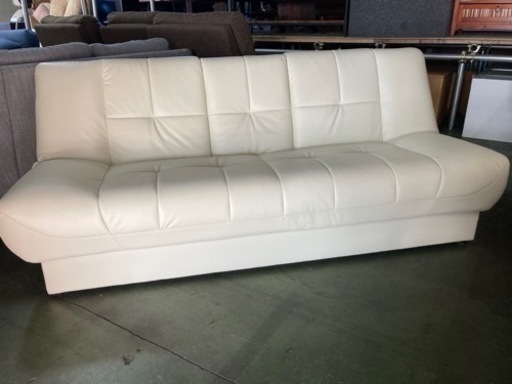 ● ニトリ、ソファーベッド、N-Shield、合皮、白、3人掛けソファー、