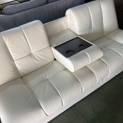 ● ニトリ、ソファーベッド、N-Shield、合皮、白、3人掛けソファー、の画像