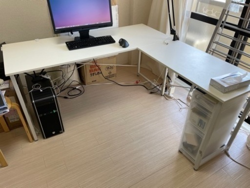 L字型パソコンデスク 木製 幅150cm+90cm