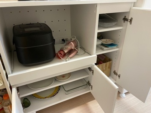 LOWYA キッチンカウンター 食器棚 スライド棚 北欧風