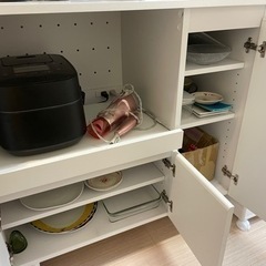 LOWYA キッチンカウンター 食器棚 スライド棚 北欧風の画像