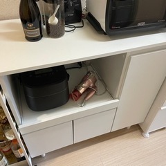 LOWYA キッチンカウンター 食器棚 スライド棚 北欧風