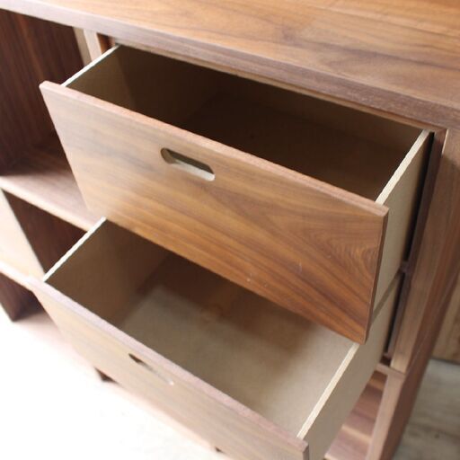 443)MUJI/無印良品 スタッキングシェルフセット ウォールナット材 3段×3列 チェスト×2種セット