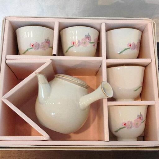 0120-064 堀川製磁 紅白急須茶器 有田焼