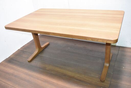 【ヤ取7/8終了】≪zy897≫極美品 カリモク 4人用 高級 ダイニングテーブル 2本脚/ダブルフッド/T字脚【20万】リビング/食卓 50114-05