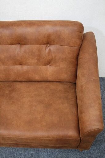 ノーチェ/NOCE 3人掛けソファ ライトブラウン EPU(テクニックレザー)  ハイバック   中古家具 店頭引取歓迎 R6818)