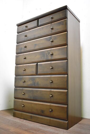 【ヤ取終了9/17】≪zy898≫美品 古賀工芸 90ハイチェスト エデン 8段 10杯 ヴィンテージ 取っ手飾り 希少 箪笥/タンス/収納 50114-06